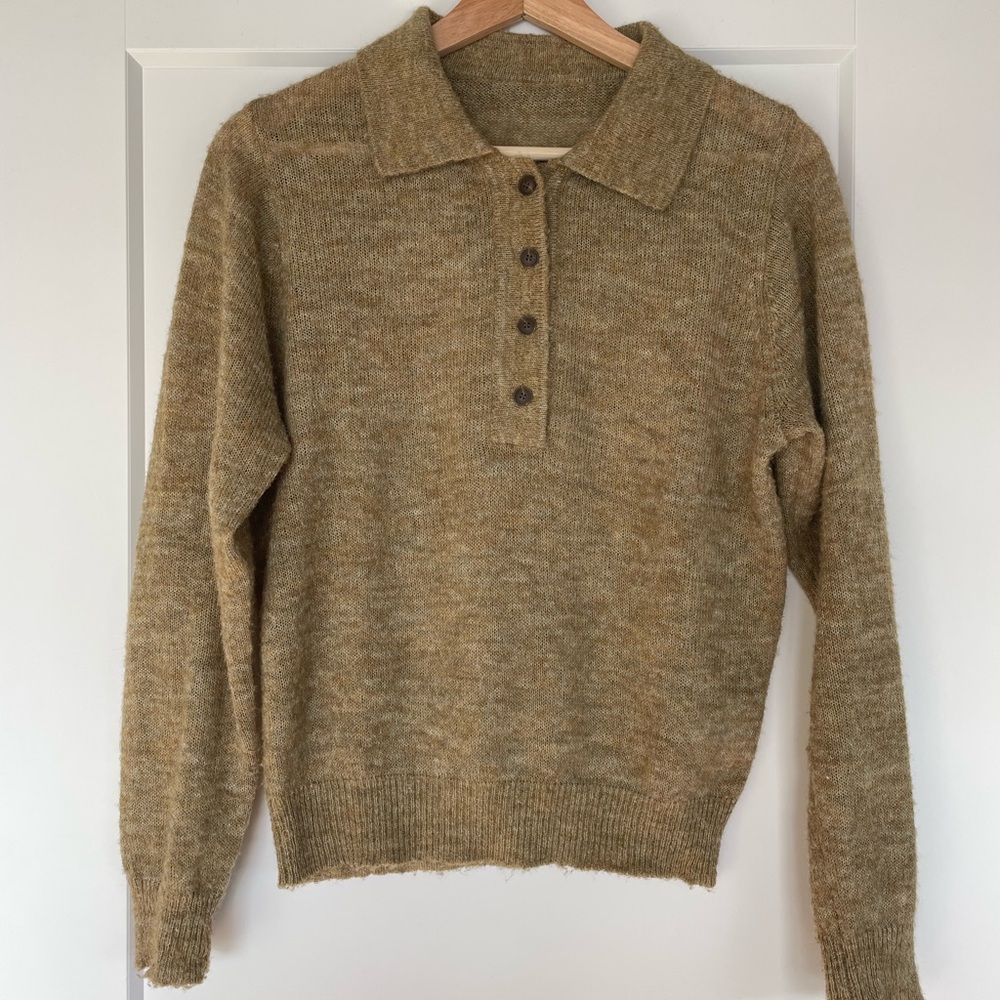 Twik Tan Button-Up Sweater